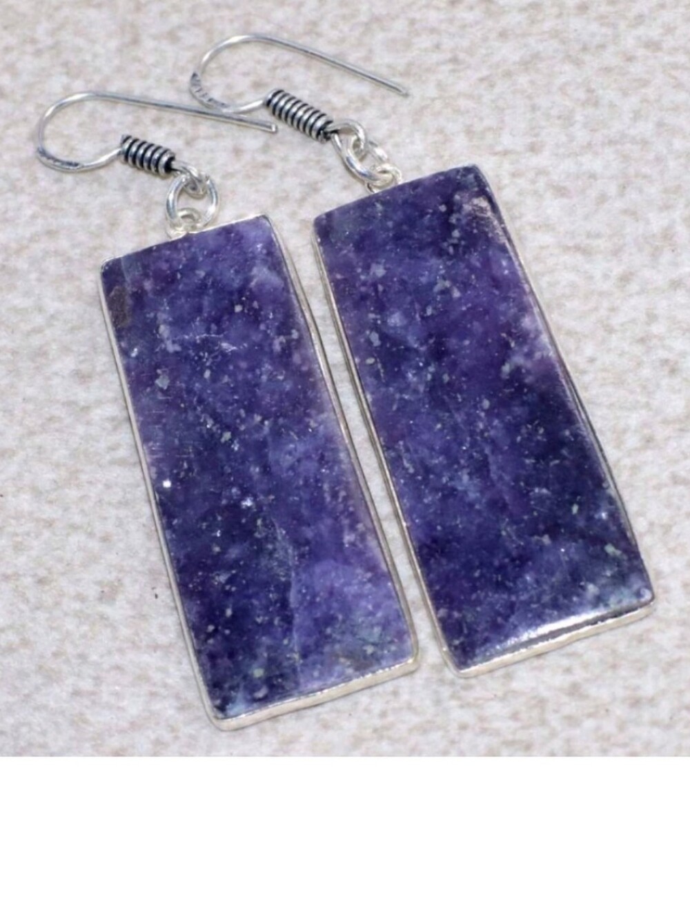 Lepidolite Gemstone Jewelry 925 Sterling Silver Handmade Drop Dangle Earrings